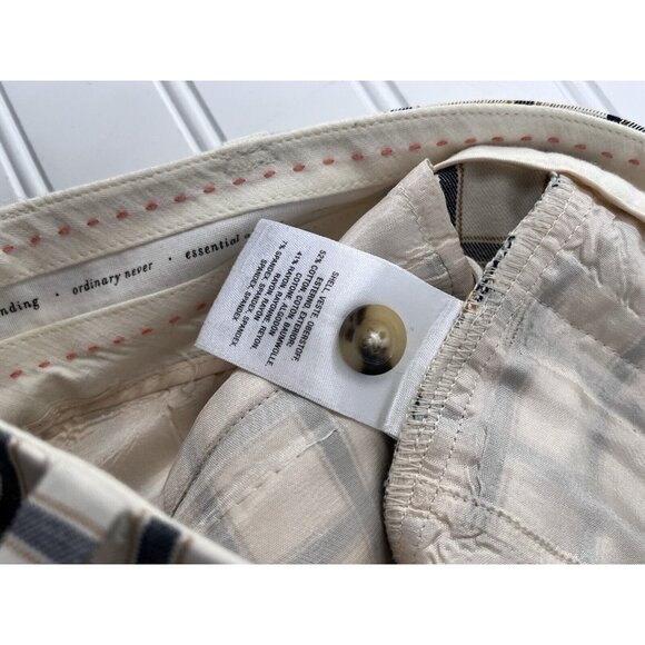 ANTHROPOLOGIE Women's White Blue Plaid The Essential Slim Pant 0P - Picture 3 of 5
